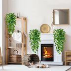 Sggvecsy Fake Hanging Plants 4 Pcs Artificial Hanging Plants Fake Ivy Vine Faux Pothos Vines Artificial Ivy Leaves Greenery Plant for Room Patio Home Indoor Outdoor Shelf Wall Garden Decor(No Baskets)