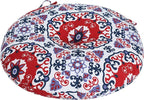 Bistro Chair Cushions 15 inch,Set of 2,Tufted Round Chair Cushions with Ties,15"x15"x4",Water Resistant Round Seat Cushion for Barstool Chairs,Patio Garden Kitchen Outdoor Furniture(Red Medal)