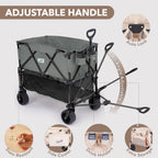 400L Collapsible Folding Double Decker Beach Wagon |Heavy Duty Utility Cart Extender|Supports 450lbs|All-Terrain Big Wheels with Breaks for Sports Camping (Grey/Grey)