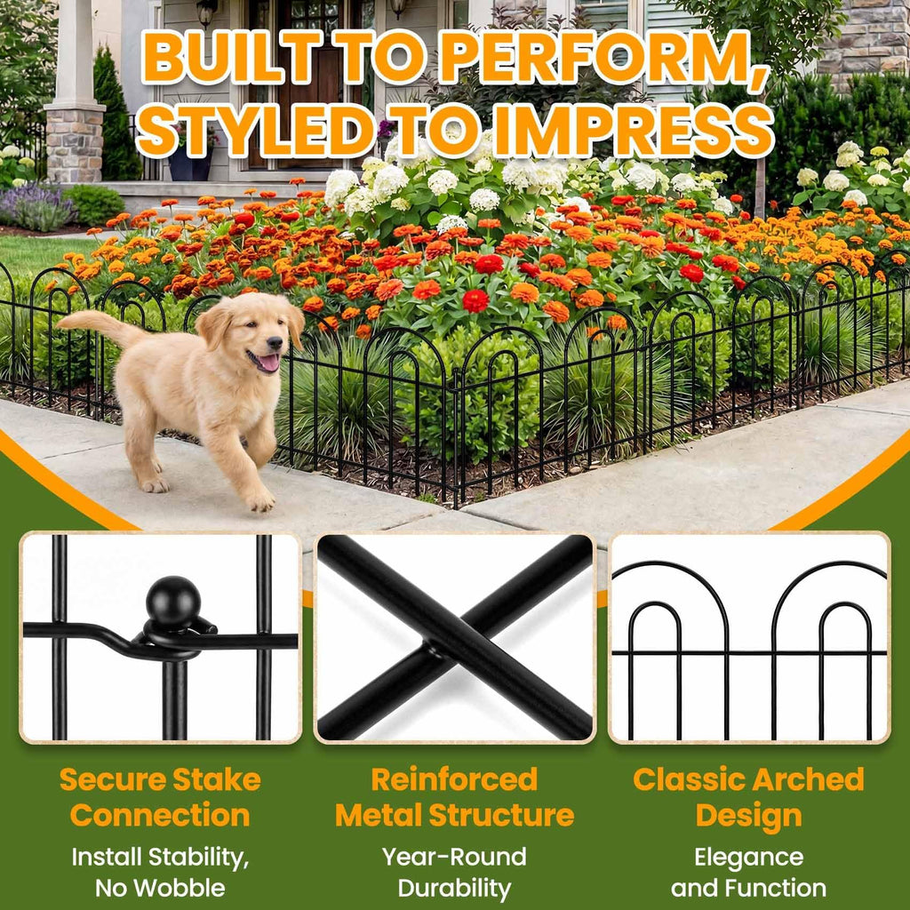 28 Pack 40ft x 13in Decorative Garden Fence Panels - Animal Barrier No Dig Fence Garden Fencing Dog Fence Outdoor for Yard Anti Digging Defense Barrier Garden Edging Border Arched Decorative Fence