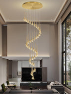 H197 Foyer Chandeliers for high Ceiling Luxury Hanging Lights High Ceiling Pendant Lighting for Living Room Staircase Dimmable 2700K-6000K