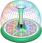 Solar Fountain UFO Style, 2026 Upgrade 5W Glass Solar Panel Bird Bath Fountain with LED Lights, 4000mAh Backup Battery, 7 Nozzles for for Garden, Pond, Pool, Patio Outdoor Water Feature