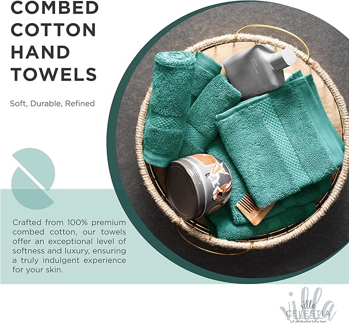 100% Cotton Bath Towel Set of 18-4 Bath Towels, 6 Hand Towels, 8 Wash Cloths, Sustainable, Soft, Highly Absorbent, Combed Cotton 18 Piece Set for Hotels, Spa, Bathroom, Dorm, Teal