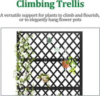 Metal Raised Garden Bed with Trellis and Wheels, 2 in 1 Trellis with Planter Box & Privacy Screen for Climbing Plants, Outdoor Standing Flower Beds with Drainage Holes, 35.4"L x 15.7"W x 70.9"H, Black