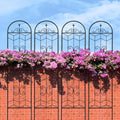 4 Pack Metal Garden Trellis 86.7" Tall Outdoor Climbing Plant Support for Roses, Flowers, Rustproof Durable Black Galvanized Tube, Lawn Garden Fence Decor Screen (4, Castle-86.7" H)