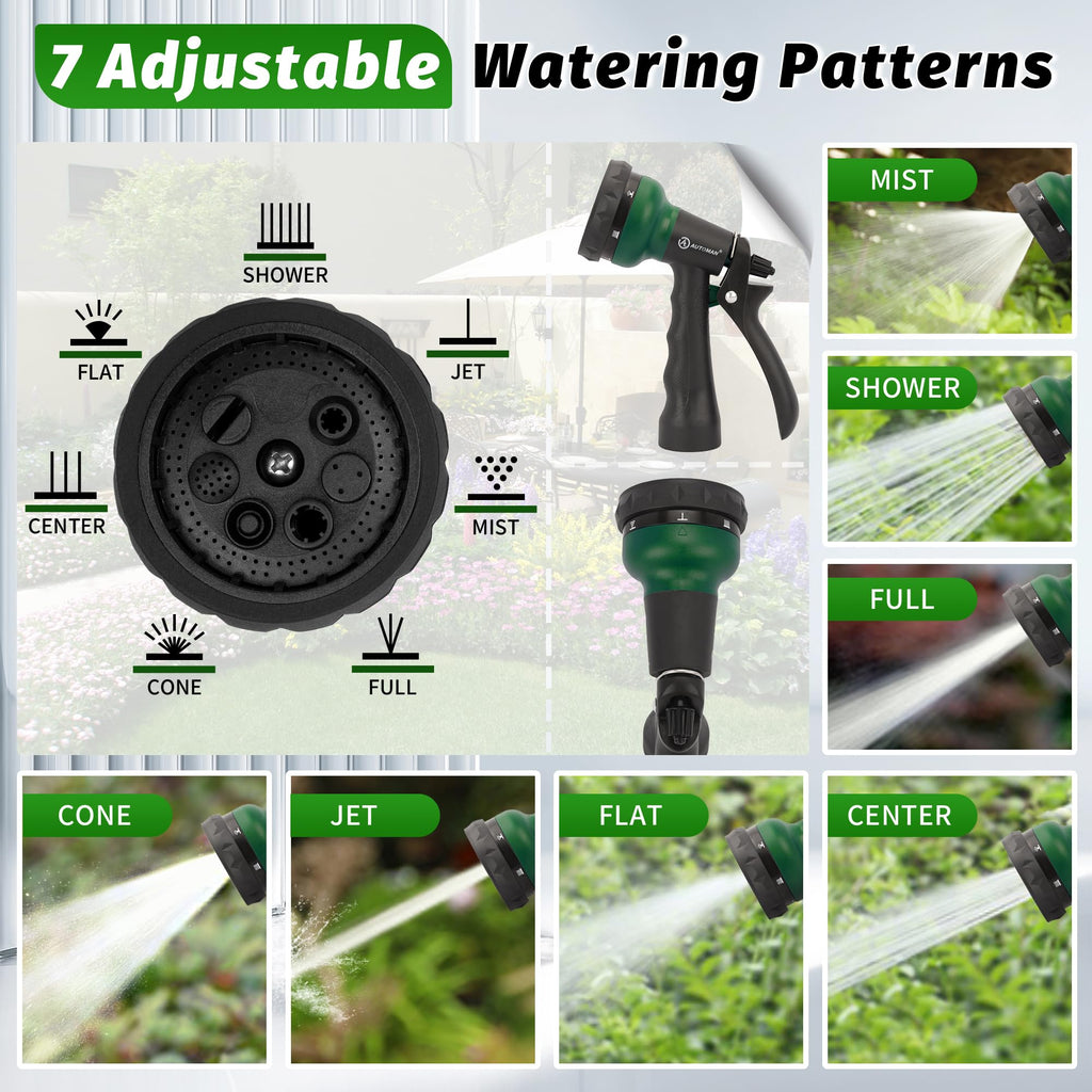 AUTOMAN Garden Hose Nozzle, 2 Pack Water Sprayer Nozzle with 7 Adjustable Watering Patterns,Slip Resistant Nozzle for Plants,Lawn,Washing Cars,Window Cleaning,Showering Pets & Outdoor Fun