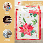 Maison d' Hermine Table Runner 100% Cotton Single Layer Table Runners 72 inches Long for Thanksgiving Christmas Decorations Home Kitchen Dining Party Wedding (Poinsettia Christmas, 14.5" x 72")