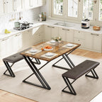 GAOMON Dining Table with 2 Benches, Kitchen Table Set for 4, 3 Piece Dining Table Set for Small Space, Apartment, Saving Space for Kitchen, Dining Room (0.75'' Inch Cusion)