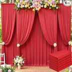 30ft x 15ft Red Wrinkle Free Backdrop Curtains for Parties,Silky Polyester Fabric Wedding Ceiling Drapes, 6 Panels 15ft Photo Back Drop Drapes for Baby Shower Photography Stage Background Cloth