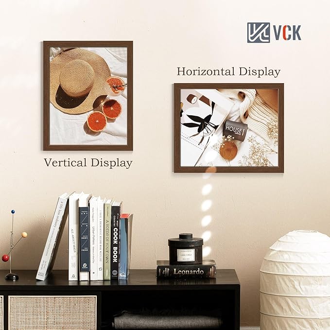 VCK 16x20 Picture Frame Set of 4 - Brown, Gallery-Quality Wood Poster Frames, 1.1-Inch Wide Border, Polished Plexiglass, Vertical or Horizontal Wall Display for Photo/Art/Prints, Brown