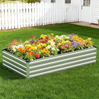 Vengarus 8x2x1FT (2 Pack) Galvanized Raised Garden Bed-Outdoor Planter Box for Vegetables,Metal Flower Boxes with Corner,Planter Raised Bed,(Silver)