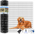 Welded Wire Fence, 50ft(L) x 48inch(H) Garden Fence for Dog, 2 Inch x 3 Inch 16GA Fencing for Chicken, PVC Coated Anti-Rust Roll Metal Wire Mesh Fence for Yard Vegetable, Black
