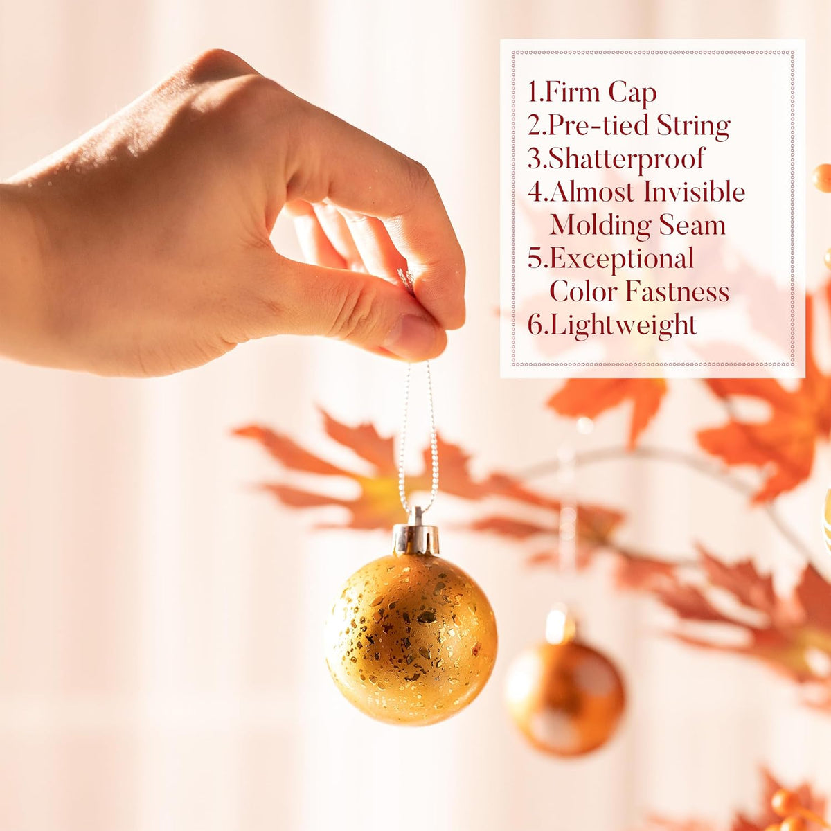 Valery Madelyn 28ct Fall Ornaments Shatterproof Tree Decorations for Home | Orange Heart Shaped Ball Ornaments Farmhouse Hanging Decor for Harvest Thanksgiving Autumn Party
