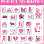 Xuhal 25 Pcs Breast Cancer Awareness Magnets Decoration Pink Gnome Ribbon Butterfly Flower Love Decorative Fridge Magnetic Stickers for Mailbox Car Metal Garage Door Decoration