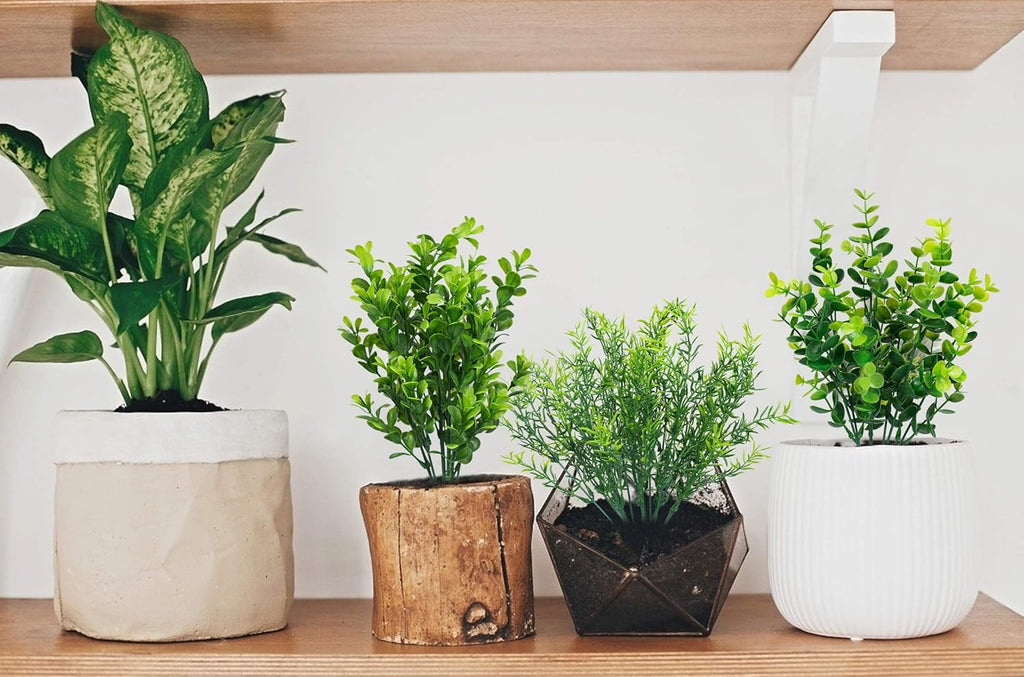Ouddy Decor 6 Bundles Artificial Greenery Stems Mixed Fake Plastic Plants Eucalyptus Rosemary Faux Magnolia for Outdoor Indoor Garden Home Window Box Decor