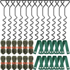 Sintuff 12 Set Tree Stakes and Supports Kit for Anti Hurricane Leaning Trees Straightening Heavy Duty 15. 75" Spiral Tree Stake with 13. 12 ft Ropes and 15. 75'' Support Straps (Army Green)