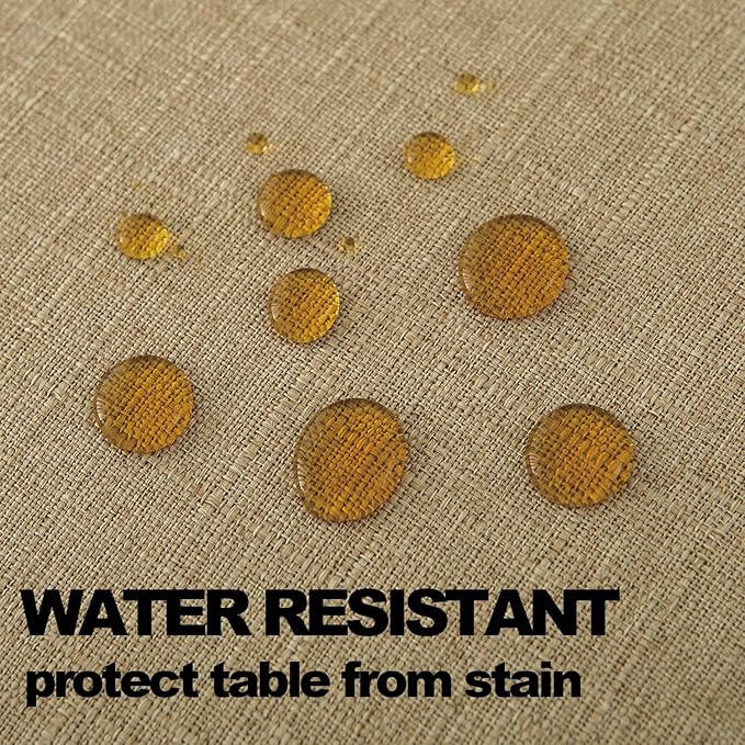 NLMUVW Tan Linen Tablecloth Rectangle, Farmhouse Table Cloth Textured Water Resistant Decorative Table Cover for Cafe Dining Kitchen, 54 x 78 Inch