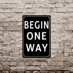 12x16" Begin One Way Parking Lot Sign - High-Intensity Grade Aluminum, Weatherproof & Fade-Resistant, Ideal for Outdoor & Indoor Use - Curbside Sign