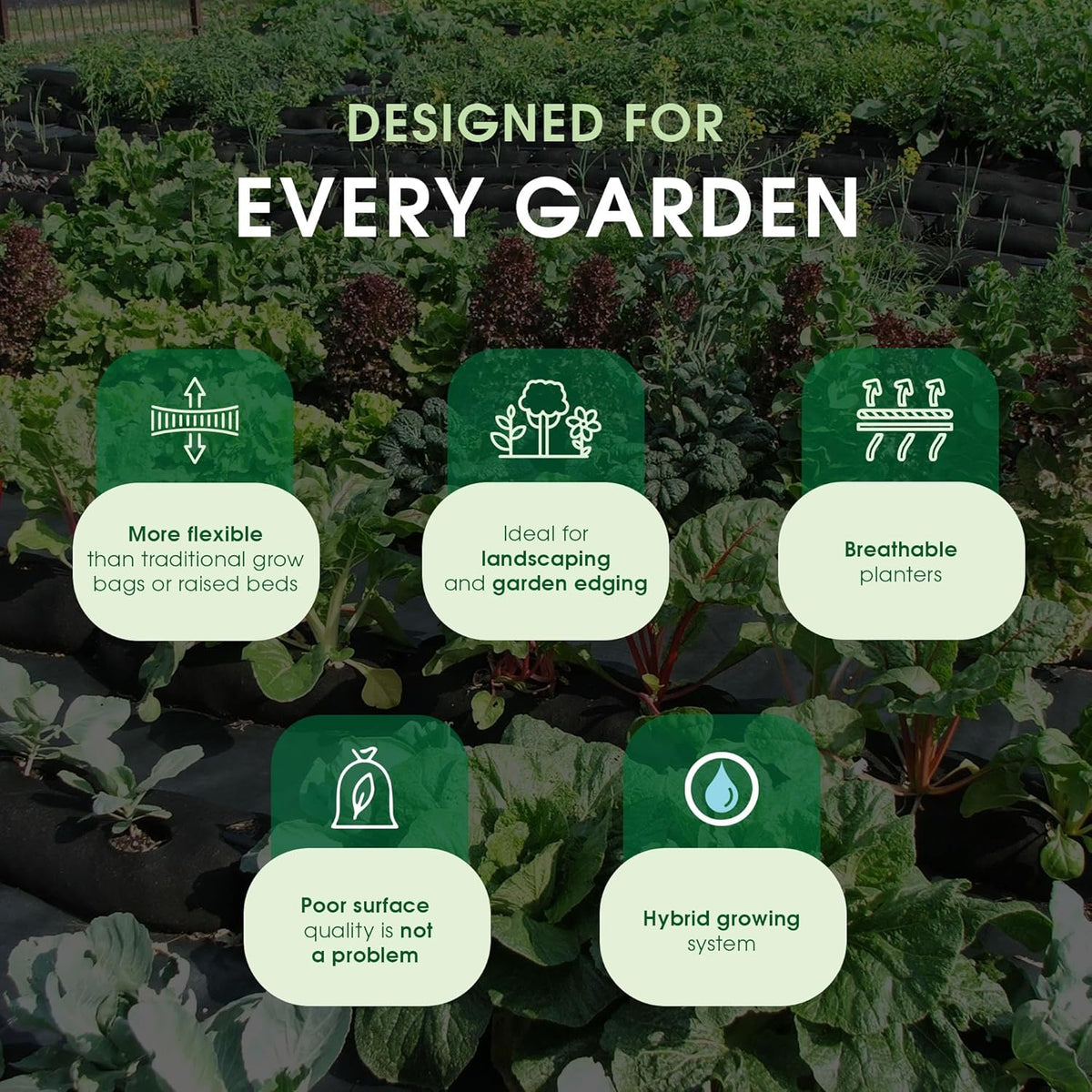 4x8 50ft Tubular Fabric Plant Pots with Full Drip Irrigation System - Heavy Duty Mesh for Optimal Airflow, Customizable up to 32 sqft Garden for Fruit, Vegetables and Flowers
