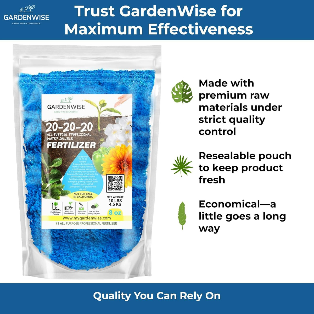 20-20-20 Water-Soluble Fertilizer – Powder for Liquid Plant Food for Indoor & Outdoor Plants, Orchids, Vegetables, Lawns, Flowers – 20 20 20 Fertilizer 1/2 Quart (1 lb)