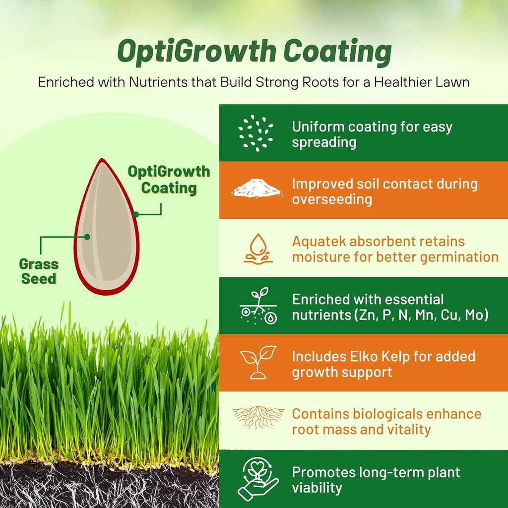 Outsidepride Combat Extreme Southern Zone Grass Seeds for Lawn - 10 lbs. SPF 30 Heat & Drought Tolerant Mix of Turf Type Fescue & Hybrid Bluegrass Seed with OptiGrowth Coating Enhanced Germination