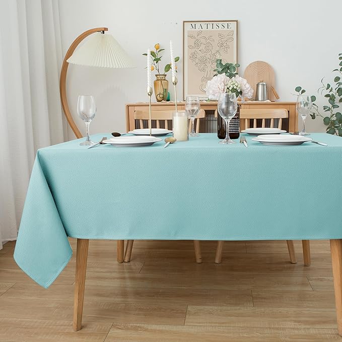 Biscaynebay Tablecloth for Rectangle Tables-70x120 Inch Aqua Blue Outdoor Picnic Table Cover-Rectangular Folding Table Cloths Water Resistant for Kitchen Camping Dining Room Patio Banquet Party