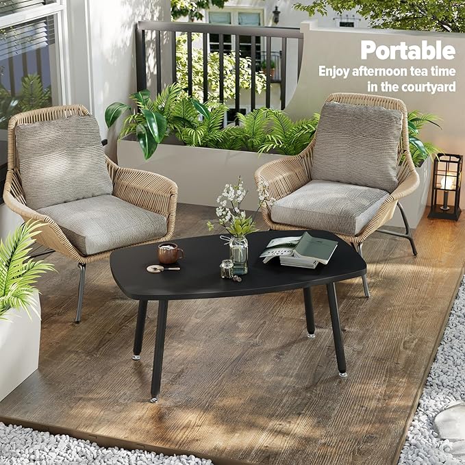 WOHOMO Folding Coffee Table 39.3'' Black Coffee Tables for Living Room Portable Simple Modern Rectangular Center Table for Small Spaces,No Assembly, Black