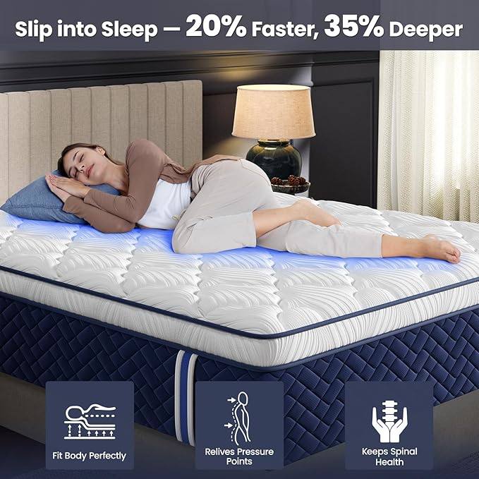 Firm Queen Mattress 14 Inch - Hotel Collection Hybrid Mattress with 5-Zone Support, Luxury Sleep Comfort, Extra Back & Hip Support, Fiberglass-Free, CertiPUR-US Certified, 365-Night Trial