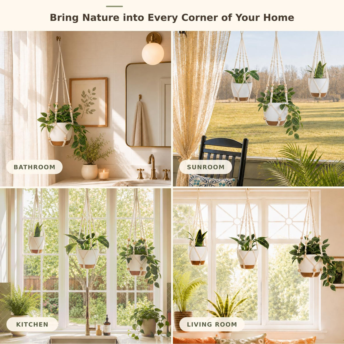 Bouqlife 3 Set Self Watering Hanging Planters for Indoor Plants