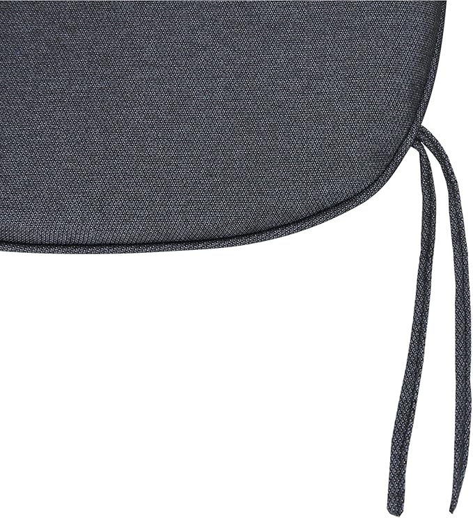 SleepMan Outdoor 17"x16" Chair Cushions with Ties Set of 2, Water Resistant All Weather U-Shape Seat Pads for Patio Garden Furniture Indoor (Set of 2, Grey Black)