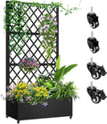Metal Planter Box with Trellis, 72"x35"x16" Metal Raised Garden Bed with Trellis, Trellis Planter Box with Drainage Holes & Lockable Casters for Climbing Plants, Vegetables, and Vines