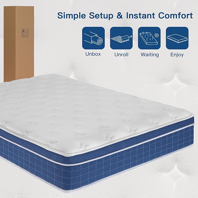 Twin Size Mattress 10 Inch, Twin Mattress in a Box, Hybrid Memory Foam Medium Firm Feel Individual Pocket Springs Matress, Breathable Fabric, Strong Edge Support, Fiberglass Free