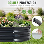 INNO STAGE Galvanized Raised Garden Bed, 8x3x1FT Oval Metal Raised Garden Beds for Vegetables, Rust-Resistant & Easy Assembly, Outdoor Planter Box for Gardening, Flowers, Herbs (Grey)