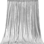 JYFLZQ Silver Sequin Backdrop Curtains 4ft x 6.5ft 1 Panel Glitter Photo Booth Backdrops Sparkly Photography Background Drapes for Parties Wedding Bridal Showers