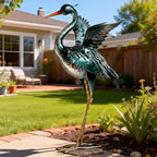 chisheen Crane Garden Statue Sculpture, Metal Heron Outdoor Decor, Yard Art Bird Decoy for Backyard Pond Patio Porch Lawn Decorations
