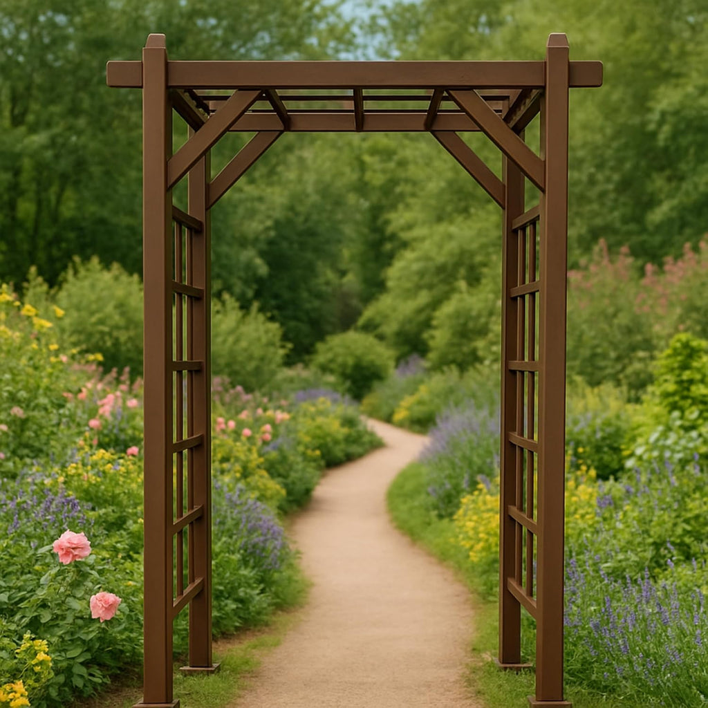 Brown Modern Aluminum Garden Arbor Arch