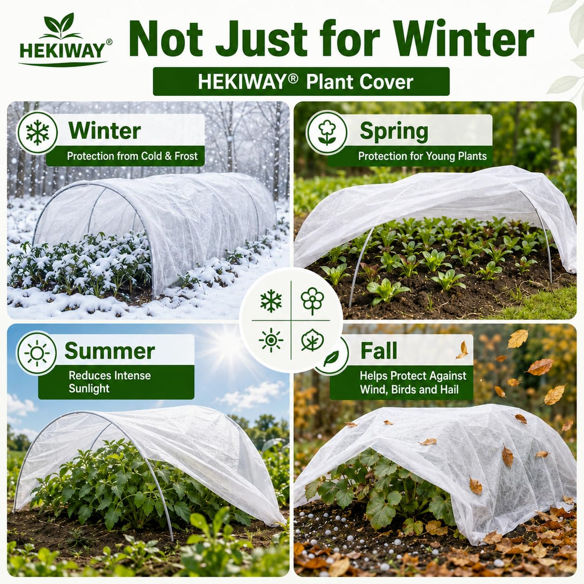 HEKIWAY 10 FT x 40 FT Frost Cloth, Plant Covers for Freeze Protection