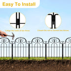 Decorative Garden Fence 17in x10ft,10 Panels Rustproof Metal No Dig Fence