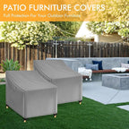 WLEAFJ Outdoor Chair Covers Waterproof, Gray Lawn Patio Furniture Covers, Heavy Duty Wicker Garden Sofa Chair Cover, 2 Pack - 36" W x 37" D x 36" H