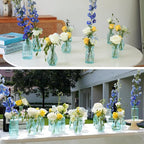 Bud Vases in Bulk 24, Blue Glass Vase, Small Vases for Flowers, Modern Ribbed Glass Bud Vase Wedding Flower Vase Blue Decor Baby Shower Party Centerpieces Home Room Table Decorations