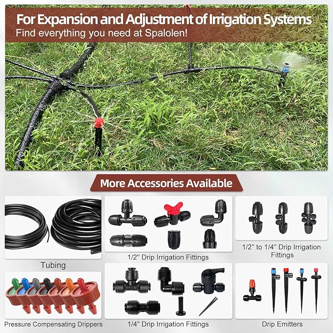 60PCS 0.25 GPH Pressure Compensating Drip Irrigation Spot Watering Drippers/Emitters, Self-Cleaning Constant Flow Drip Irrigation Emitters Heads Irrigation Drippers Parts for Drip Irrigation System