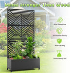 15.7"×70.9"×35.4" Metal Raised Garden Bed with Trellis and Wheels - Tall Trellis Planter Box for Climbing Plants, Vegetables & Vines - Outdoor Privacy Planters for Patio (Black-Zodiac)