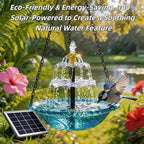 2026 New Solar Cascade Hanging Bird Bath Fountain – Outdoor Bowl Bird Bath with Solar Pump, Large Hanging Fountain for Hummingbirds, Gardens, Patio & Backyard (Blue)