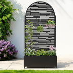 Metal Raised Garden Bed with Trellis & Wheels,72" x 35"x 15.7" Planter Box with Trellis,Privacy Planters for Patio,Garden Bed for Climbing Plants,Suitable for Climbing Plants and Vegetables,Black