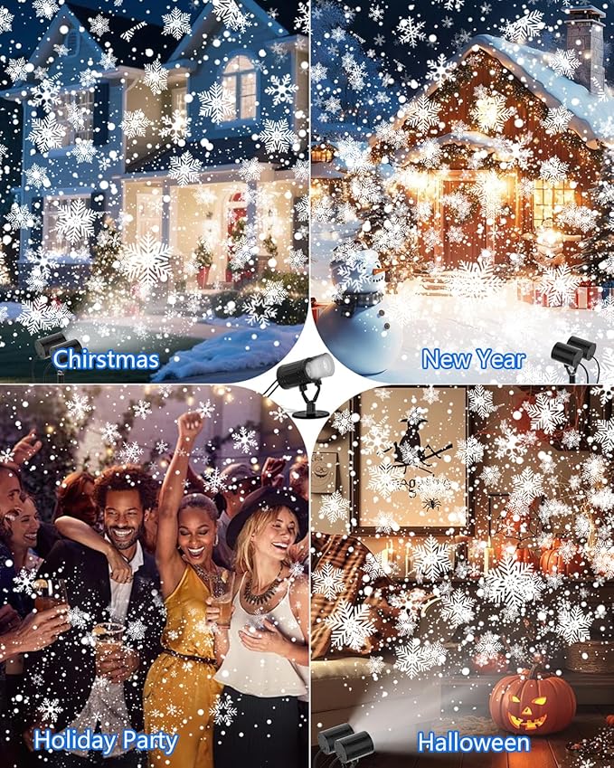 Christmas Snowflake Projector Lights Outdoor, 2025 Upgraded Double Head, 360° Rotating, IP65 Waterproof, Timer Function - Holiday, Party, Christmas Decorations & Gifts for Yard, Garden, Indoor