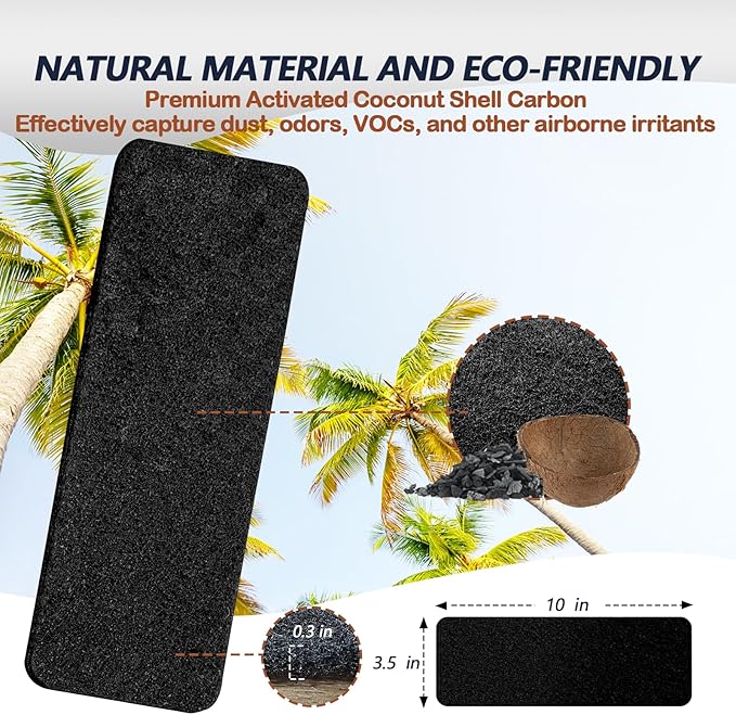 Ceiling Fan Filters for Blades, 3Pcs Activated Coconut Shell Carbon Ceiling Fan Air Purifier Pads, Easily Sticks Unscented Air Filters for Common Household Contaminants
