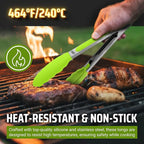 Kaluns Kitchen Tongs for Cooking Grilling Set of 4, BBQ Grill Tongs With Silicone Tip Stainless Steel Heat Resistant, Non-stick Pull Lock, Incl 7, 9, 12 Inch Tong Plus a Silicone Spatula