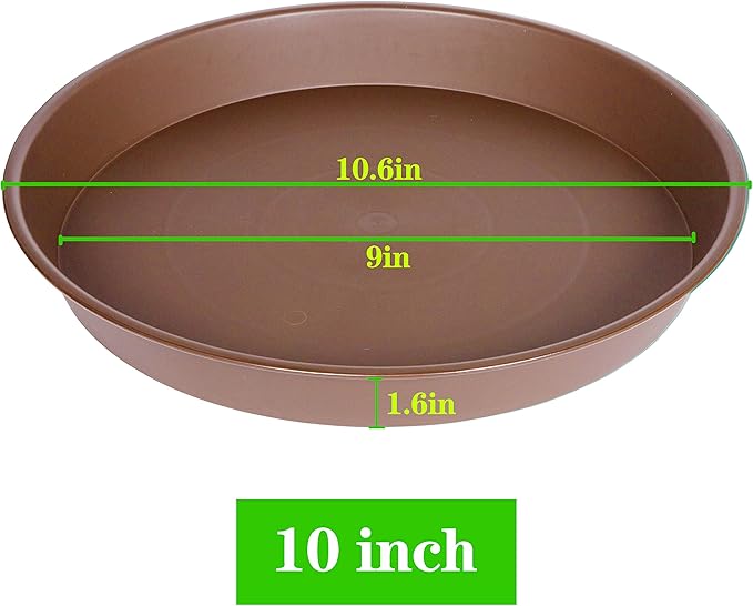 6 Pack of 10 inch Plant Saucer, Heavy Duty Plastic Plant Saucer 10 inch Round, Plant Tray for Pots, Flower Plant Saucers for Indoors, Plant Trays for Planter 8"/9"/10" (10", Chocolate)