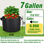PHYEX 12-Pack 7 Gallon Grow Bags, Heavy Duty Fabric Pots with Handles, Reusable Plant Bags for Vegetable, Herbs & Flowers, BPA-Free, Breathable, Durable