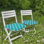 SleepMan Outdoor 17"x16" Chair Cushions with Ties Set of 6, Water Resistant All Weather U-Shape Seat Pads for Patio Garden Furniture Indoor Fade Resistant Patio Cushions (Aqua Plaid)